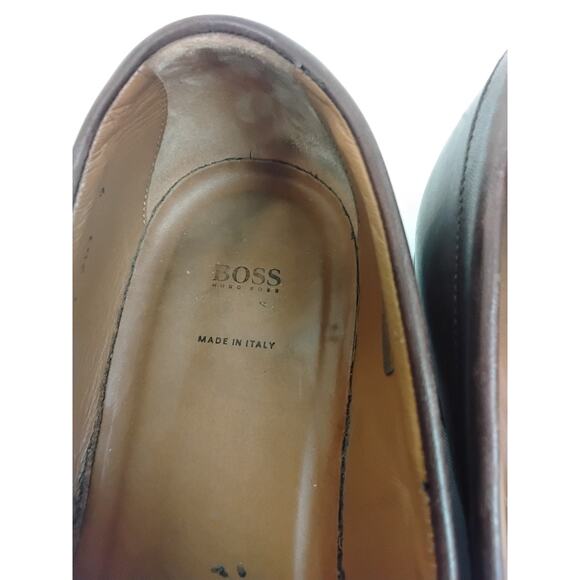 Hugo Boss Dress Shoes Men\'s 9 Brown Leather Slip On Penny Loafer #W4754 main image 13